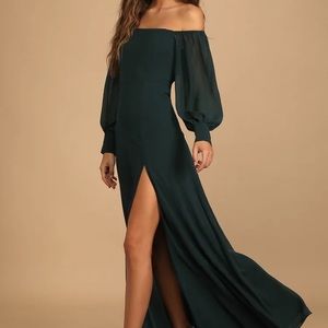 Lulus Off the Shoulder Maxi Bridesmaid Dress